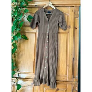 Lumiere Ribbed Knit Bottons Mermaids Style Hem Dress SZ Large